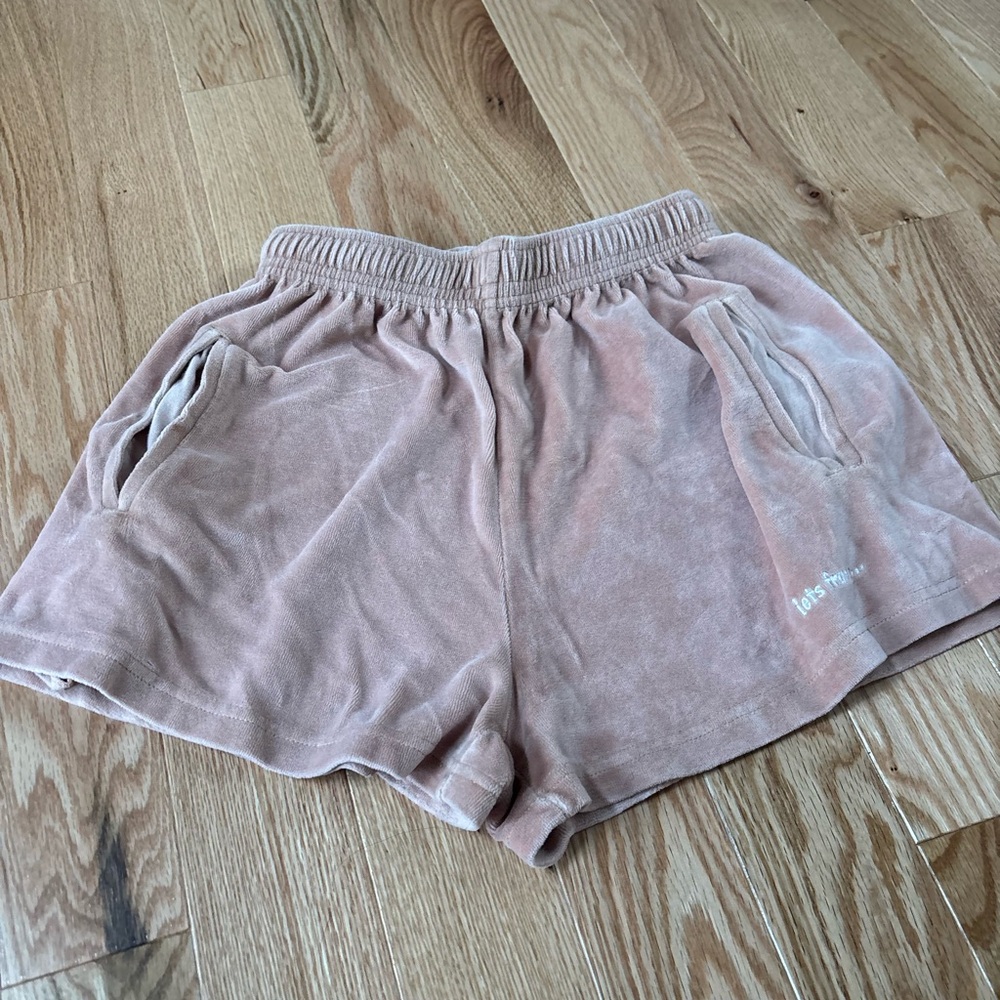 iets frans tan velour shorts